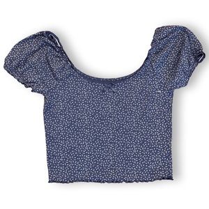AMERICAN EAGLE || Blue White Floral Crop Top || size Medium